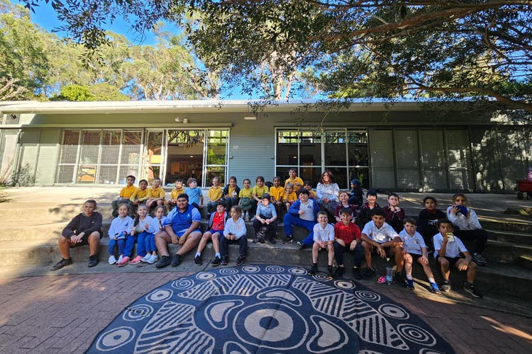 Photograph of a Koori Connections excursion where students of Aboriginal and Torres Strait Islander backgrounds learn about their culture.
