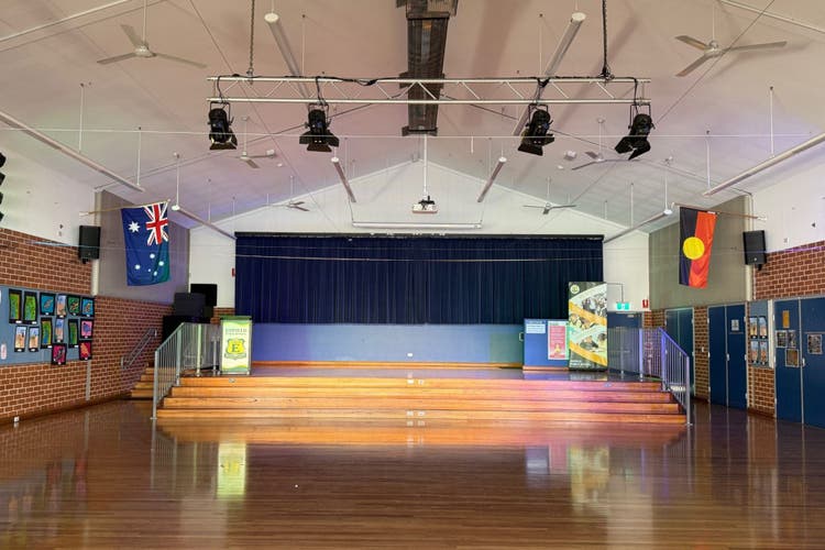 Photograph of the inside of the school hall.