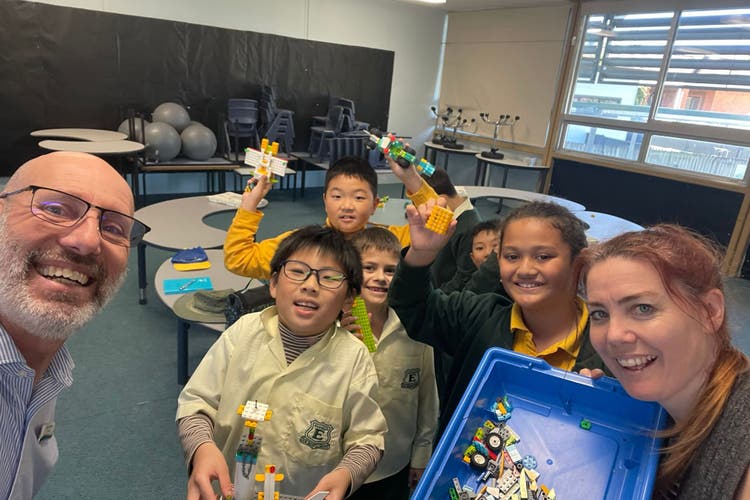 Photograph of a lunchtime Lego club.