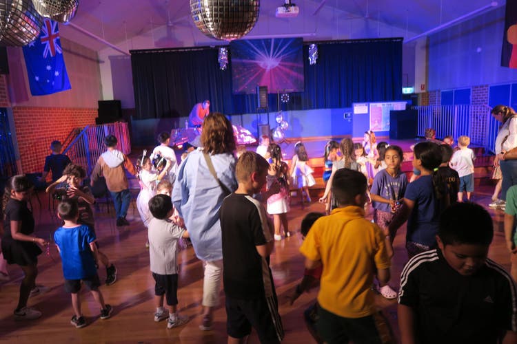 Photograph of a school disco.
