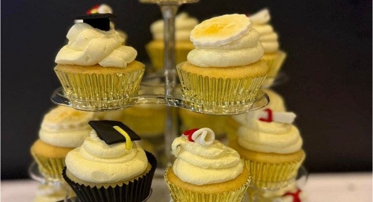 Photograph of graduation cupcakes.